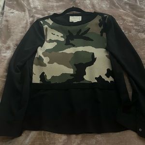 Artelier Nicole Miller sheer sweater with camo